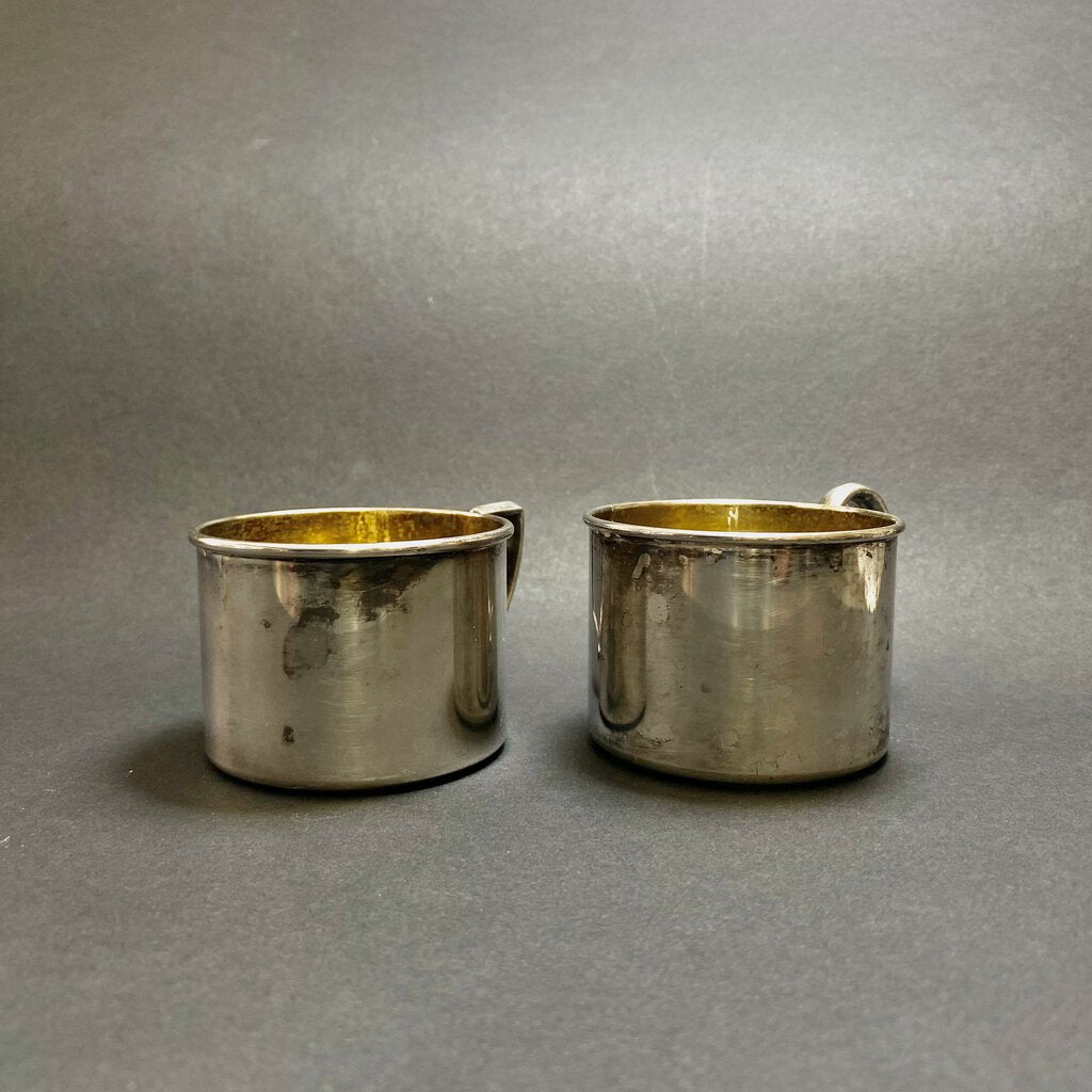 Vintage Pair of Oneida Silver Plated Small Mugs; Baby Cup /bh