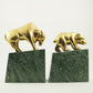 Bear & Bull Brass and Stone Bookends /g