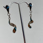 Zuni Sterling Silver Dangle Spiral Earring Inlaid Turquoise Black Onxy Coral MOP Signed /r
