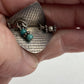 Hand Made Artisan Sterling Silver Earrings Triangle Shape Turquoise Charms /r