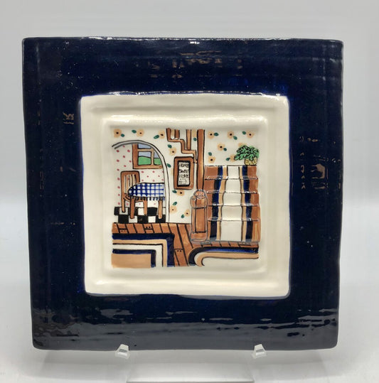 1992 Nancy Deyoung Vogelzang “Home Sweet Home” Art Pottery Tile /b