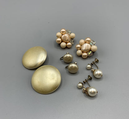 Lot of Vintage Pearl-style Clip-on Earrings /hg