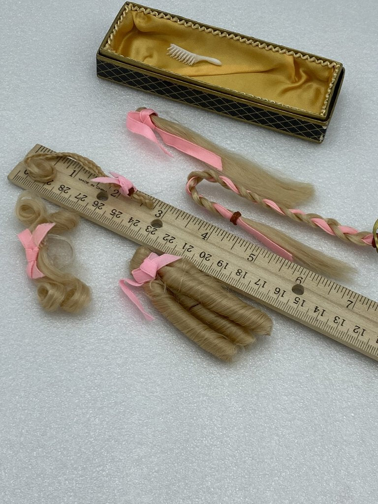 Vintage Blonde Doll Hair Extensions and Accessories Box Set /r