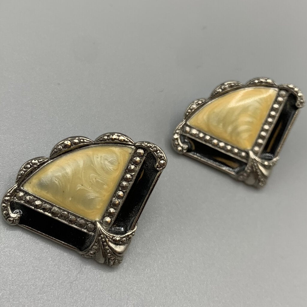 Art Deco-Style Pierced Earrings /hg