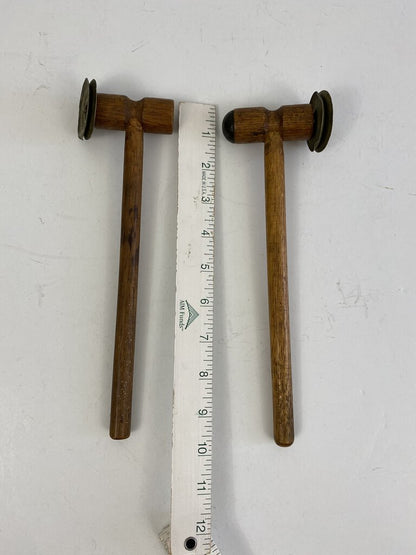 Primitive Wood Hammer Instrument with Clanging Cymbals Set of 2 /r