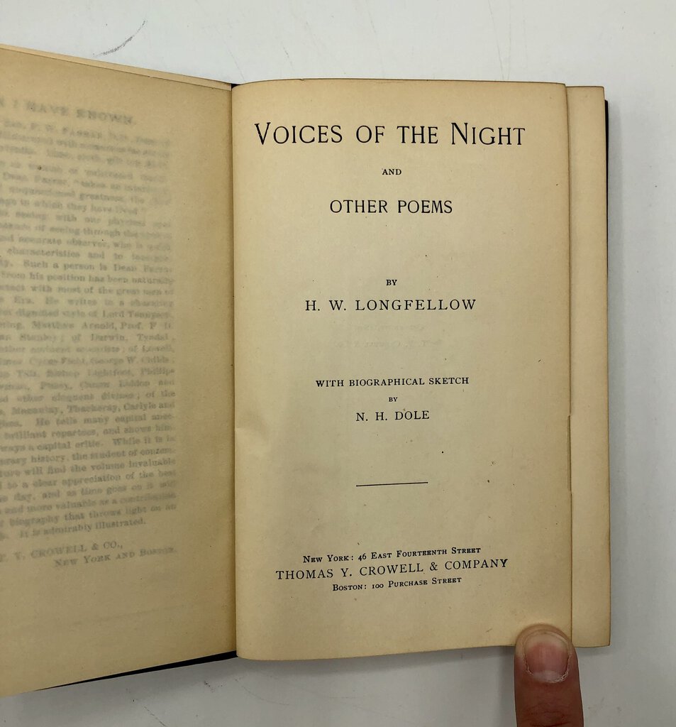1893 Voices of the Night and Other Poems by H.W. Longfellow /b