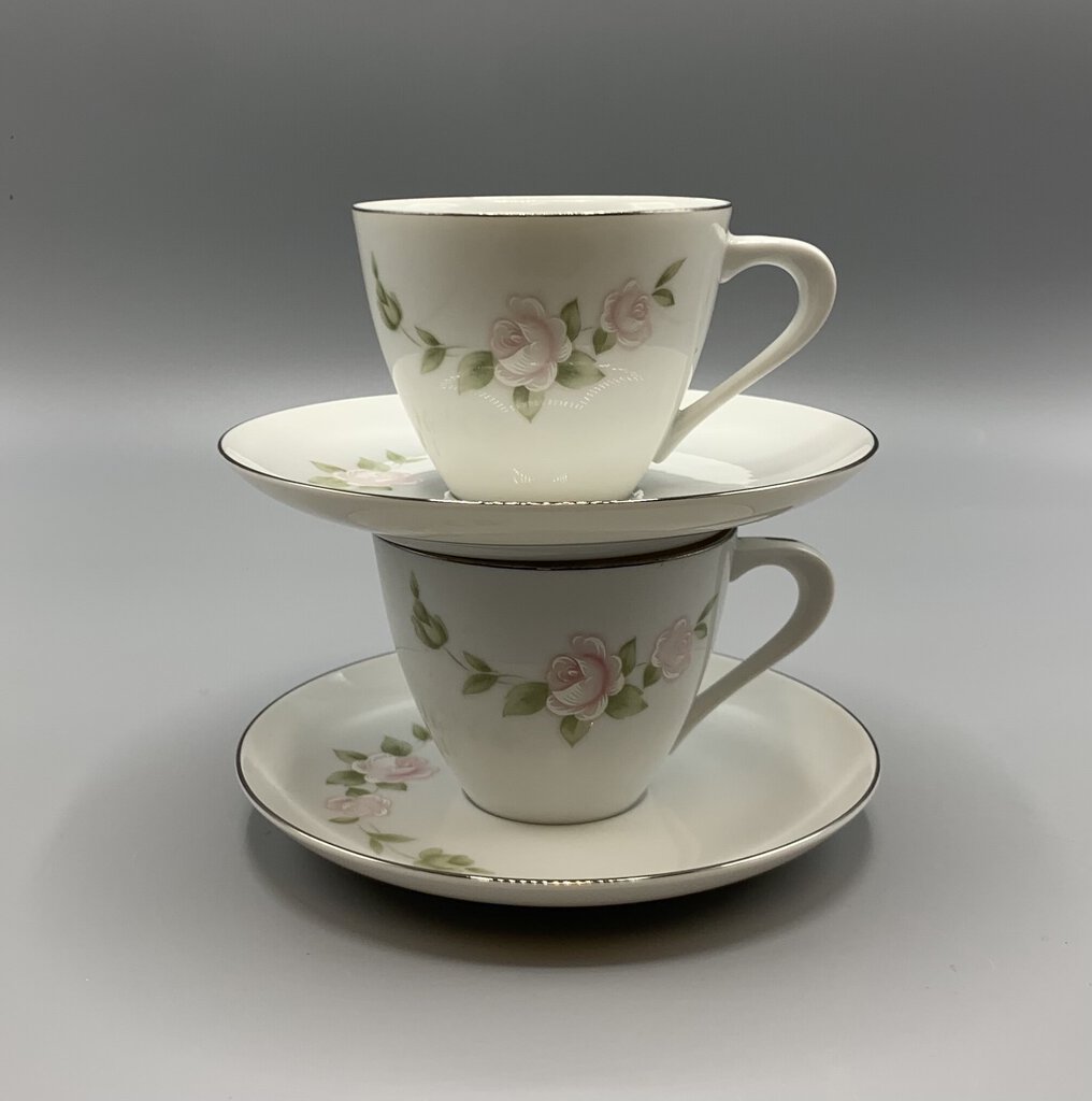 Mid-Century Style House “Tudor Rose” Cup and Saucer Set/2 /hg