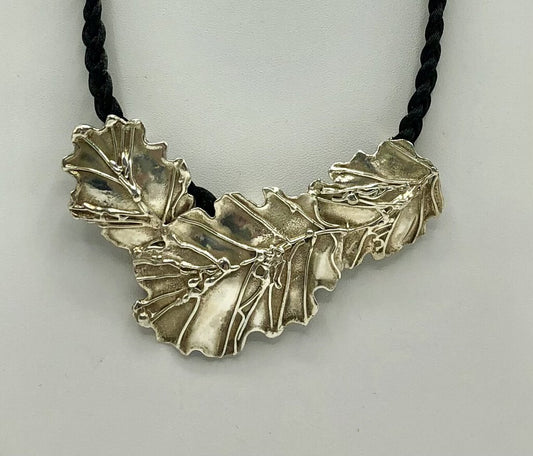 Artisan Crafted Sterling Silver Oak Leaf Statement Necklace /b