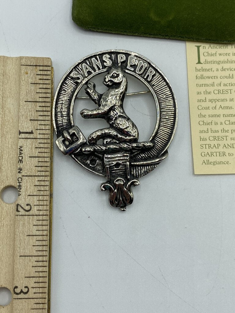 Scottish Clan Crest Badge “Sutherland Sanspeur” Pewter Pin 1992 /r