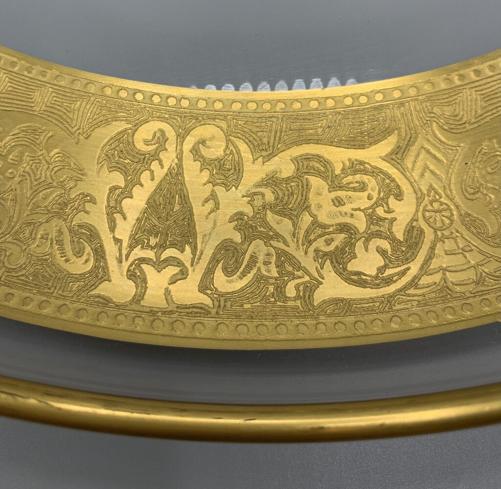 Vintage Glastonbury-Lotus Georgian Gold Cupped Torte Plate, Round Platter /hg