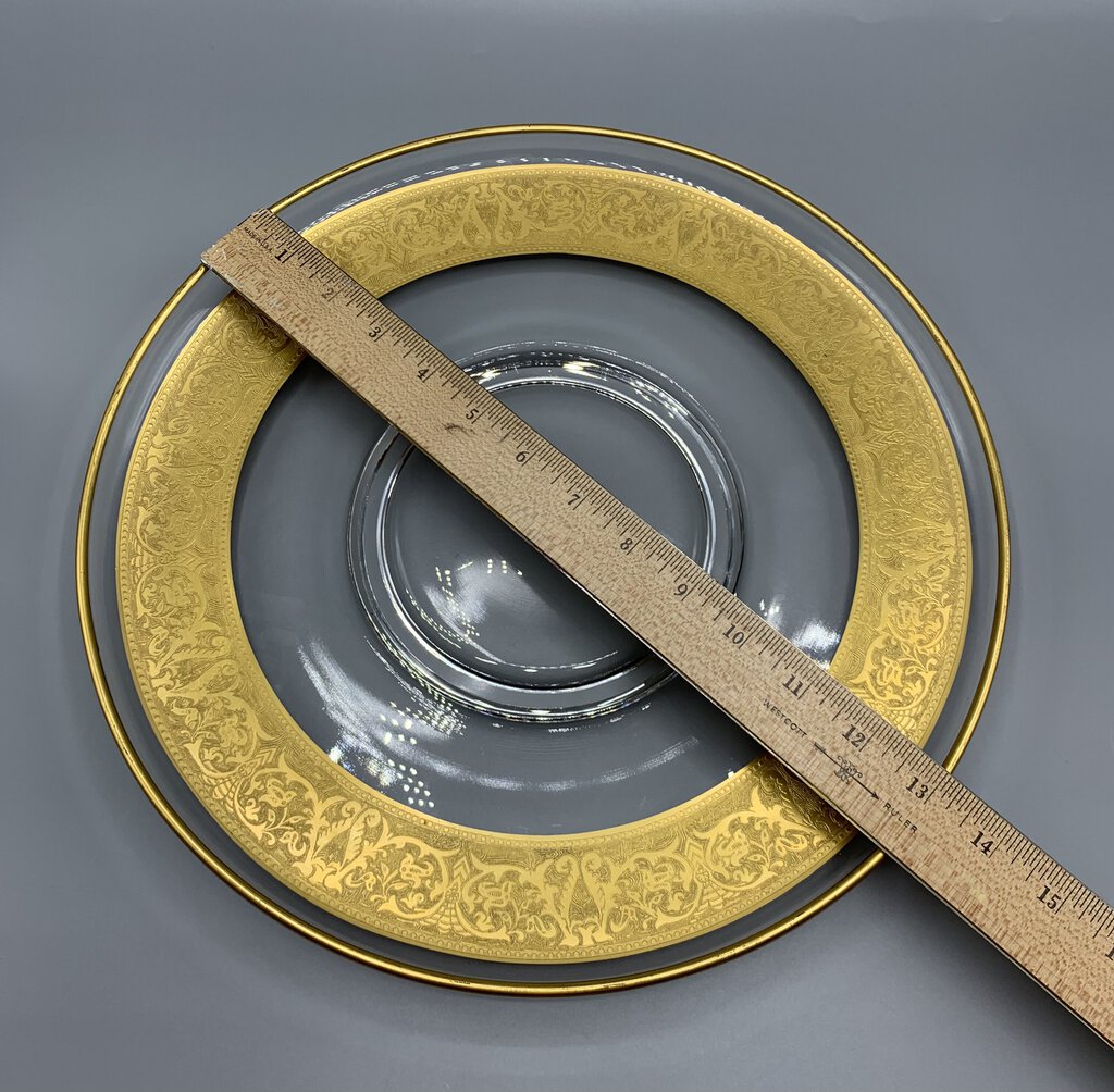 Vintage Glastonbury-Lotus Georgian Gold Cupped Torte Plate, Round Platter /hg