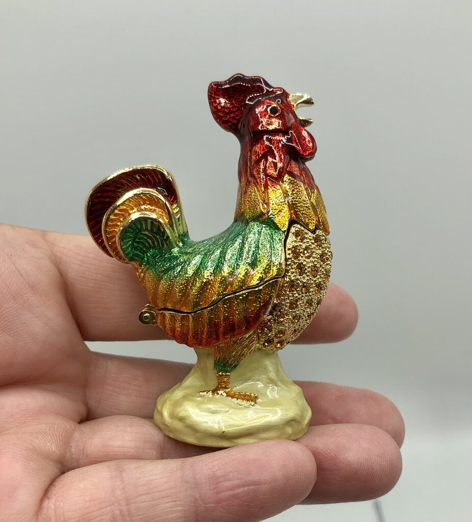 Collectible RUCINNI Hinged Rooster Trinket Box /b