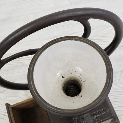 Antique Kissing & Möllmann C2 Coffee Grinder, Cast Iron, Wood, Very Rare /g