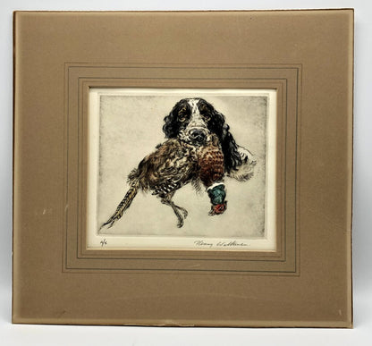 Henry Wilkinson Artist Proof “Proud Cocker” Colored Dry Point Etching Signed /b