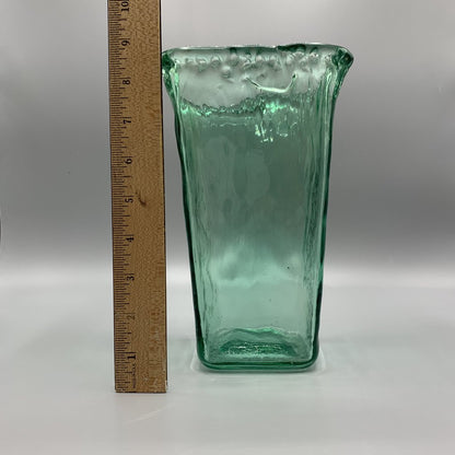 Vintage Aqua Green Rustic Glass Vase /hg