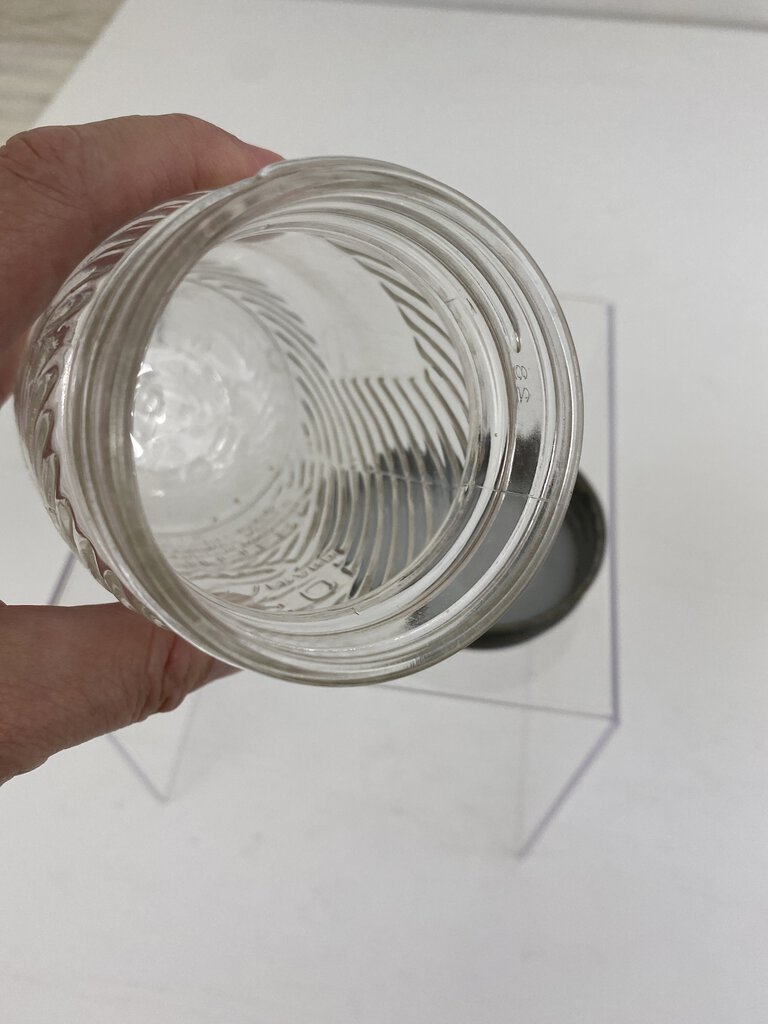 Rare Jumbo Peanut Butter Clear Glass Jar 12 oz w/Ball Zinc Lid /r