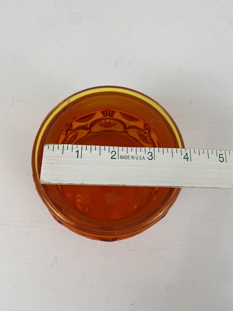 Vintage L.E.Smith Amberina Glass 7” Canister Star & Moons Pattern /r