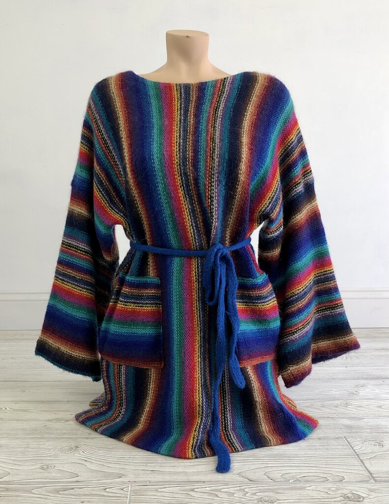 Vtg 1970s Renee Tener for OUTLANDER Multi Color Tunic Sweater Sz L /b