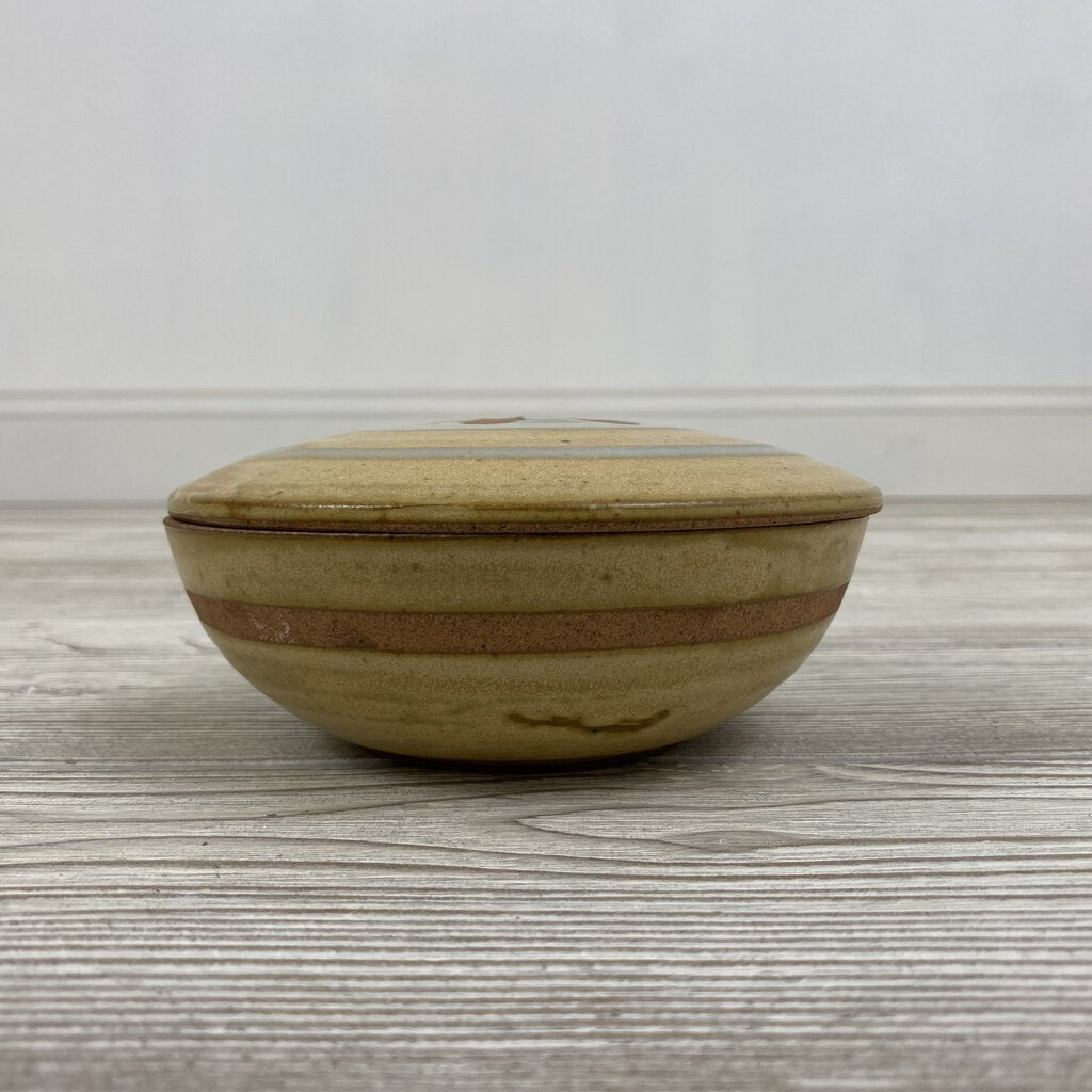 Small Vintage Stoneware Dish with Lid /bh