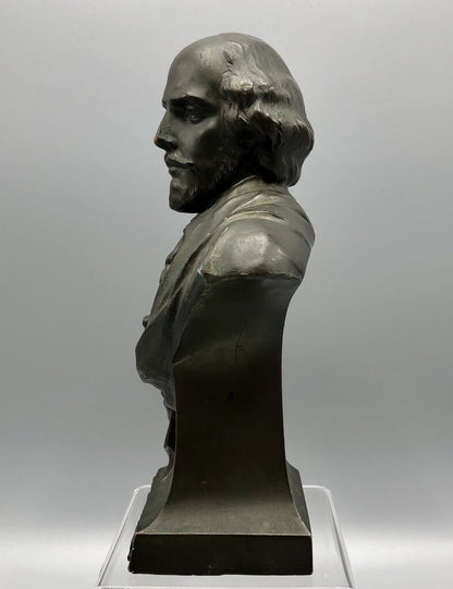 Small Cast Bronze William Shakespeare Bust Sculpture /b