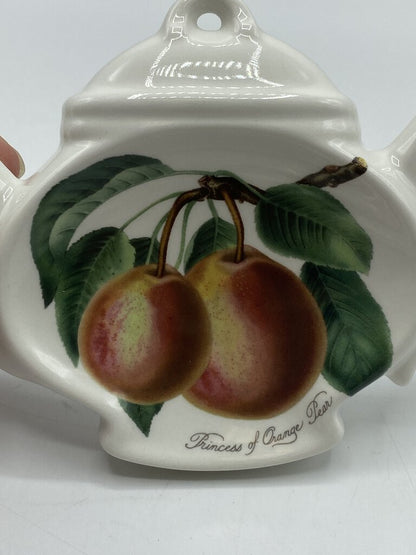 Portmeirion Pottery Set of 2 Tea Bag Holders Pear & Cherry /r
