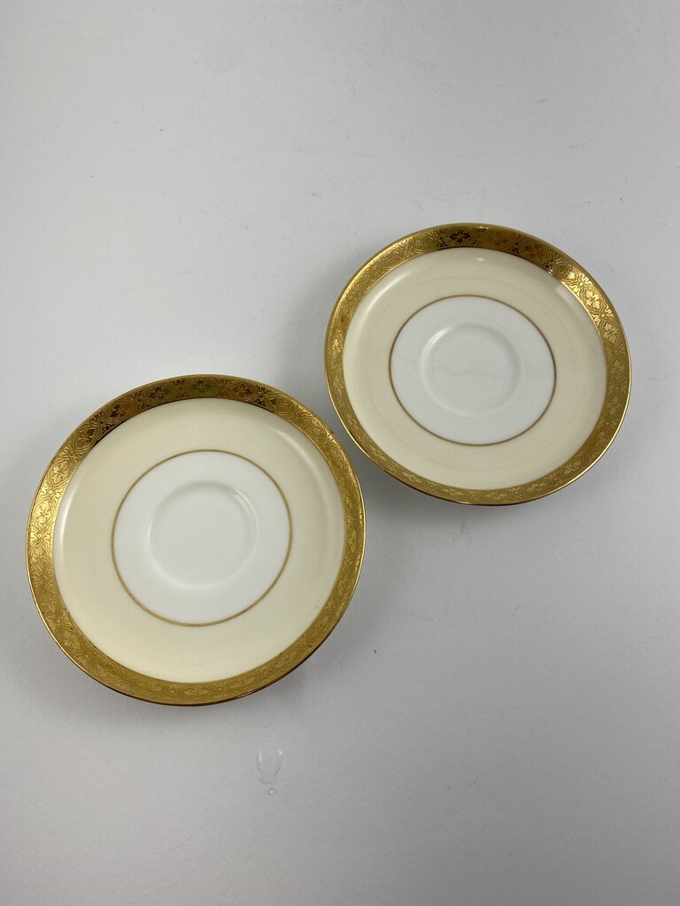 Minton Tiffany & Co. New York Made in England Gold Encrusted 5” Saucers set of 2 /r
