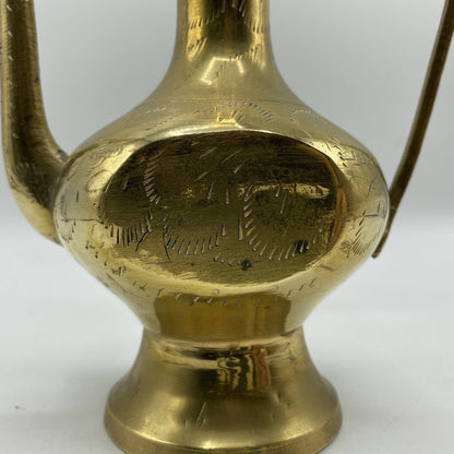 Etched Solid Brass Surahi Aftaba Ewer Dallah /bh