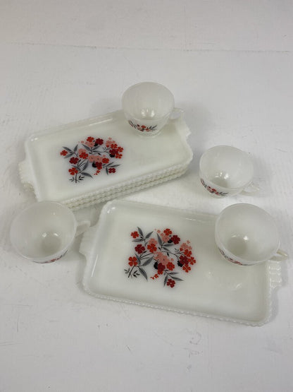 Fire King Primrose Snack Plates & Cups Set of 4 /r