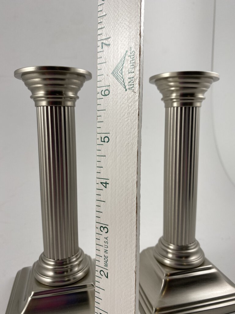 Baldwin Smithsonian Institution 6.5” tall Silver Column set of Candlestick Holders /roh