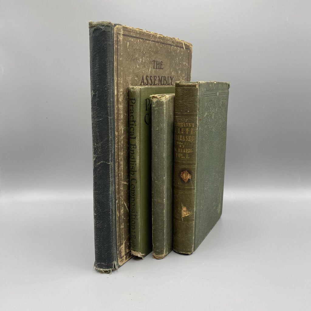 Lot of 4 VTG and Antique Green Books /bh
