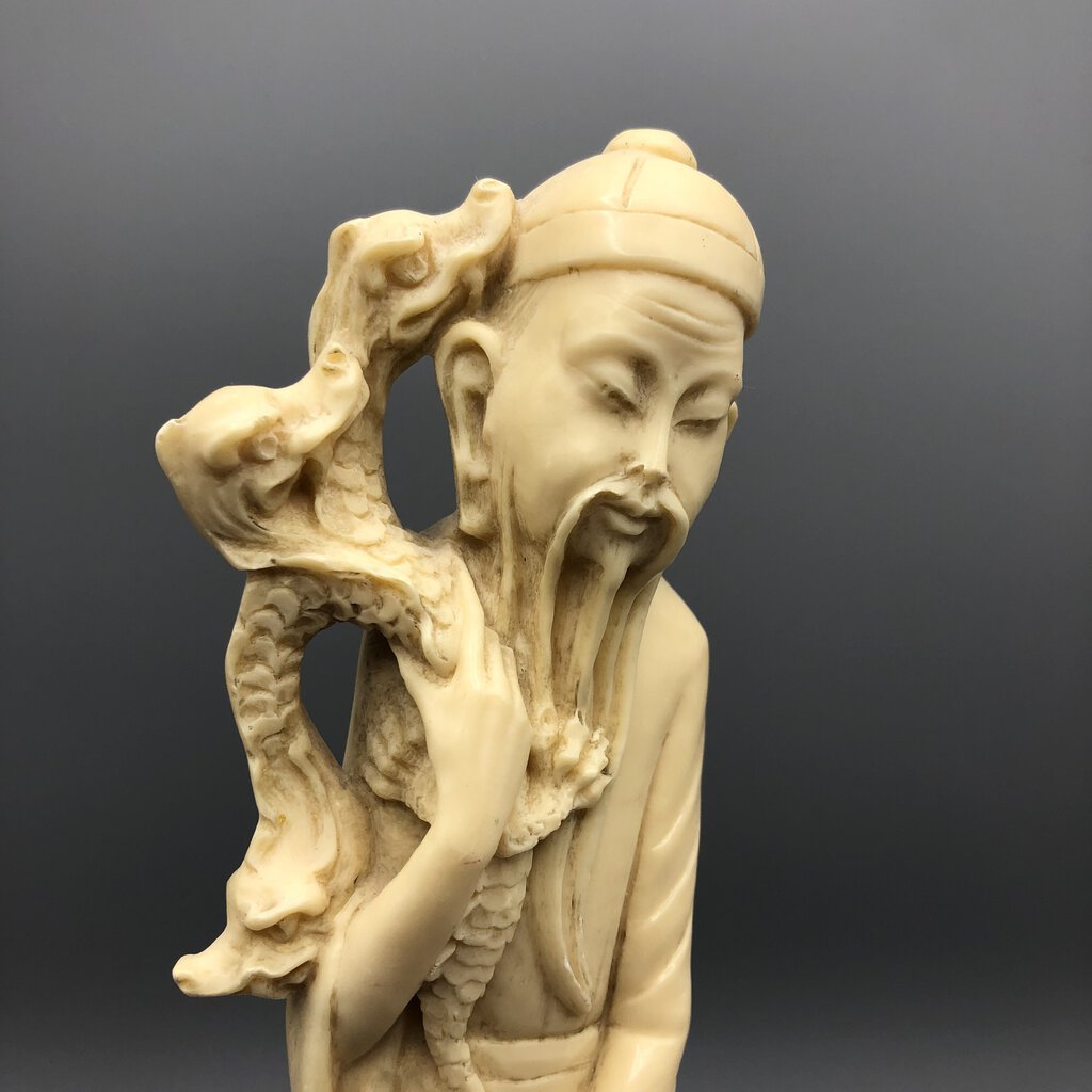 Santini Resin Asian Wise Man w/ Dragons Figurine /b