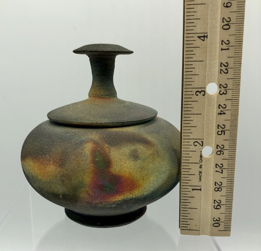 Studio Art Pottery Small Raku Bowl w/ Lid /b