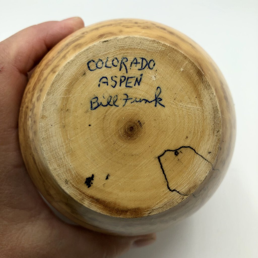 Signed Bill Frank Colorado Aspen Wood Vase /b