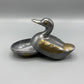 Vintage Pewter and Brass Two Piece Duck Dish /hg