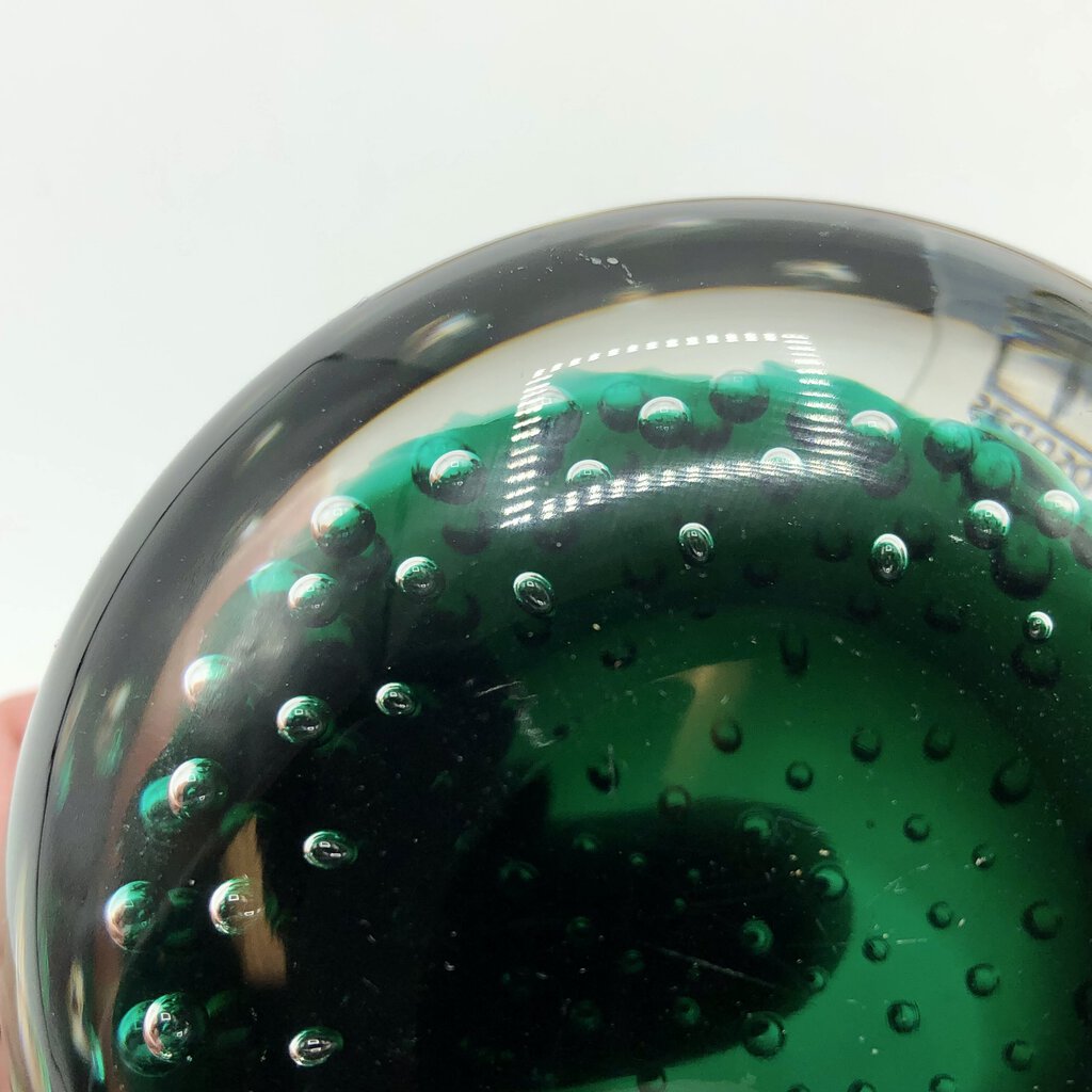 Seguso Ca’D’oro Controlled Bubble Emerald Paper Weight /b