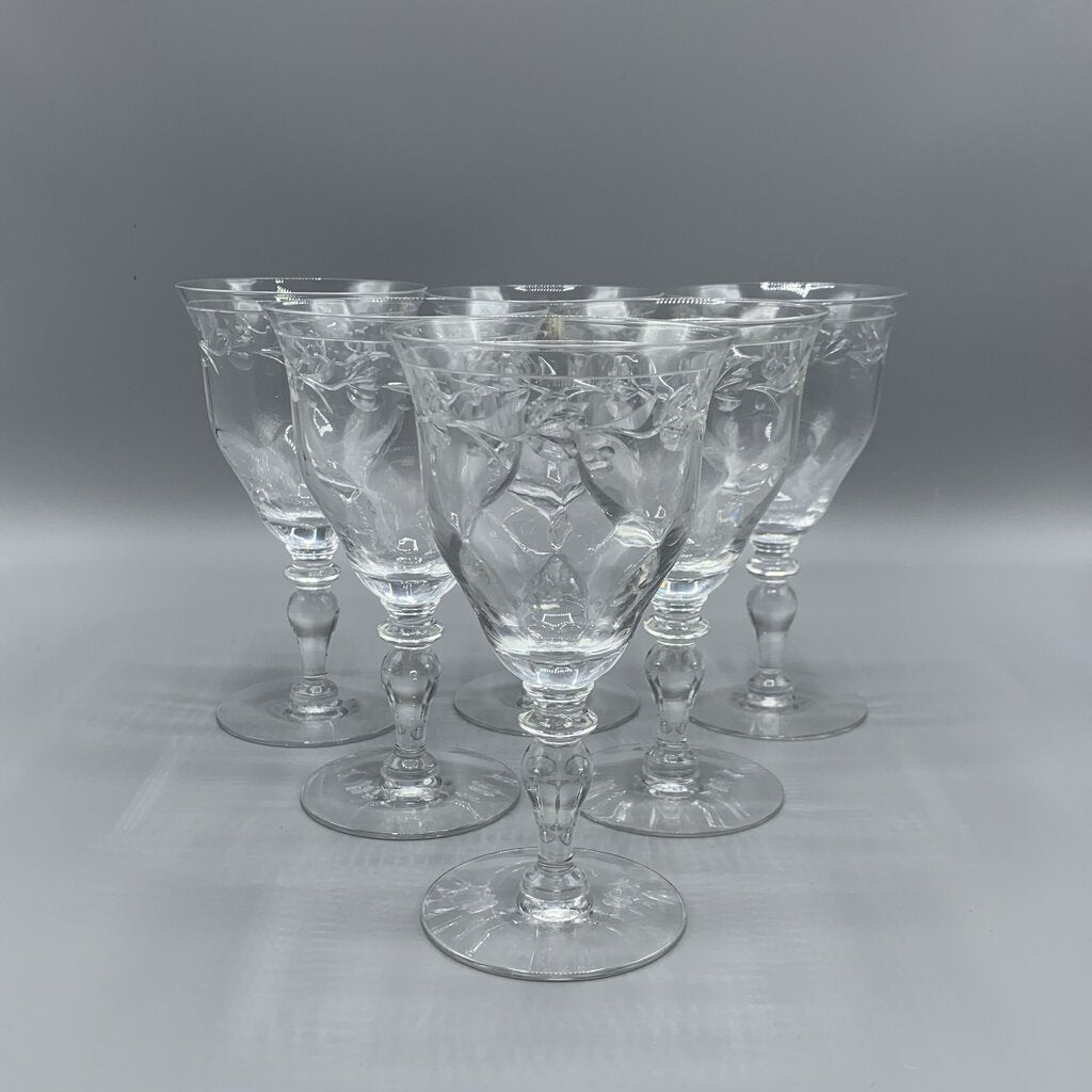 Vintage Hawkes “Sylvia” Cut Crystal Wine/Water Glasses /hg