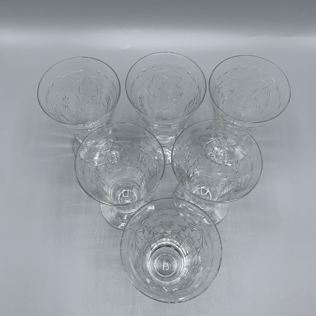 Vintage Newton Crystal Co. Cut Crystal Ice Tea/Water Glasses Set/6 /hg