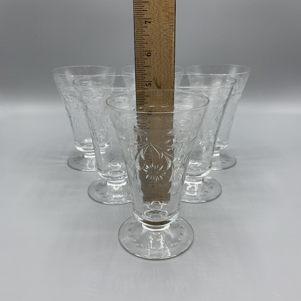 Vintage Newton Crystal Co. Cut Crystal Ice Tea/Water Glasses Set/6 /hg