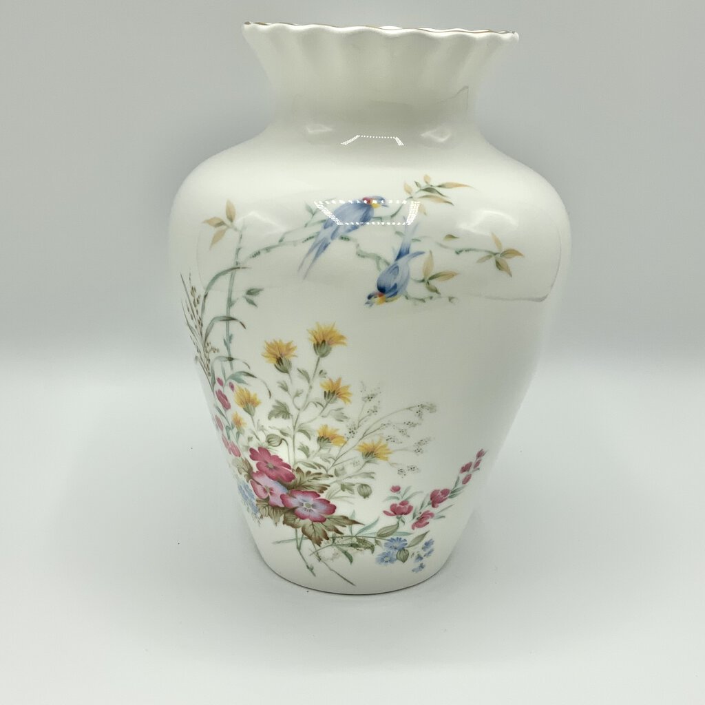 Vintage Royal Kent Staffordshire England Wild Flower Birds Porcelain Vase