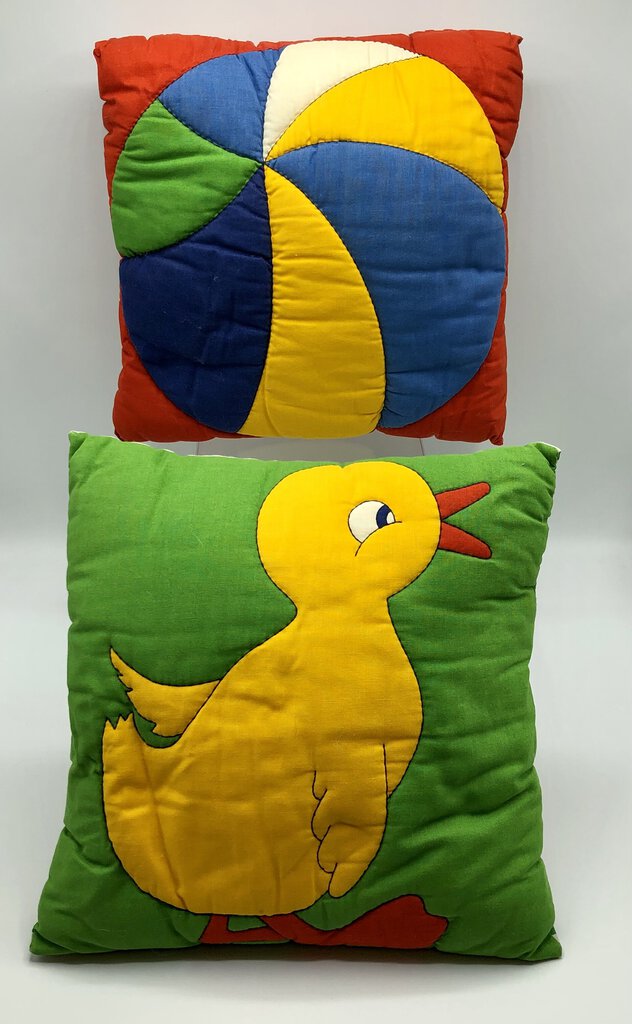 Set of 2 Vintage Prime Color Children’s Pillows /b