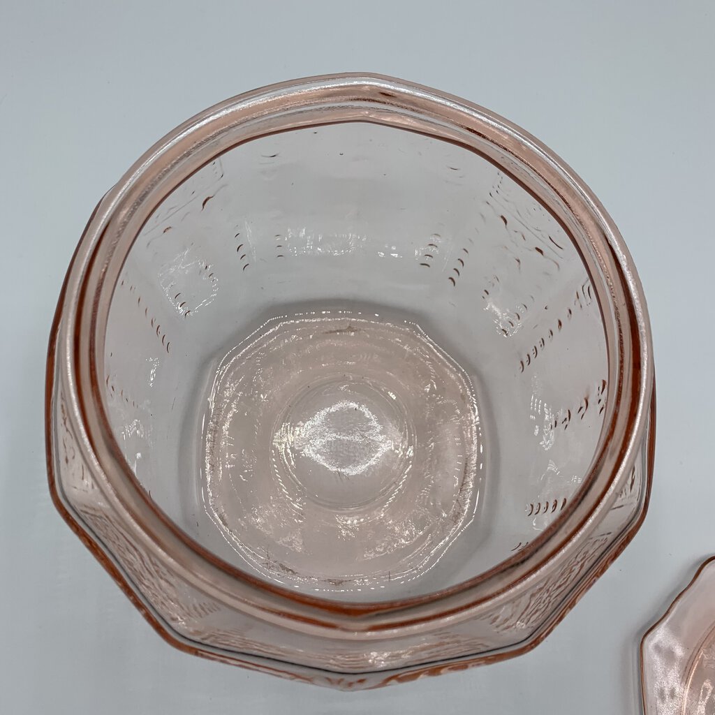 Vintage Anchor Hocking “Princess Pink” Depression Glass Cookie Jar /hg