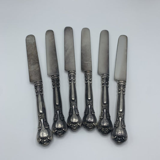 Antique Gorham Silver Co. “Chantilly” Sterling Silver French Hollow Knives with Bolsters Set/6 /hg