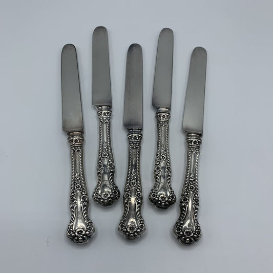 Antique Alvin “Cambridge” Sterling Silver Blunt Dinner Knives Set/5 /hg