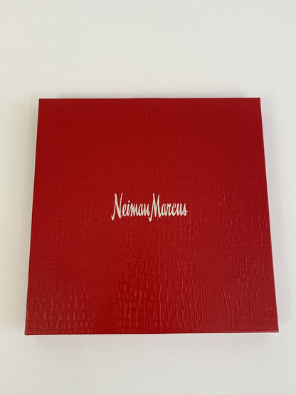 Neiman Marcus 13.5” Red Glass Snowman 2015 Serving Platter NIB /rb