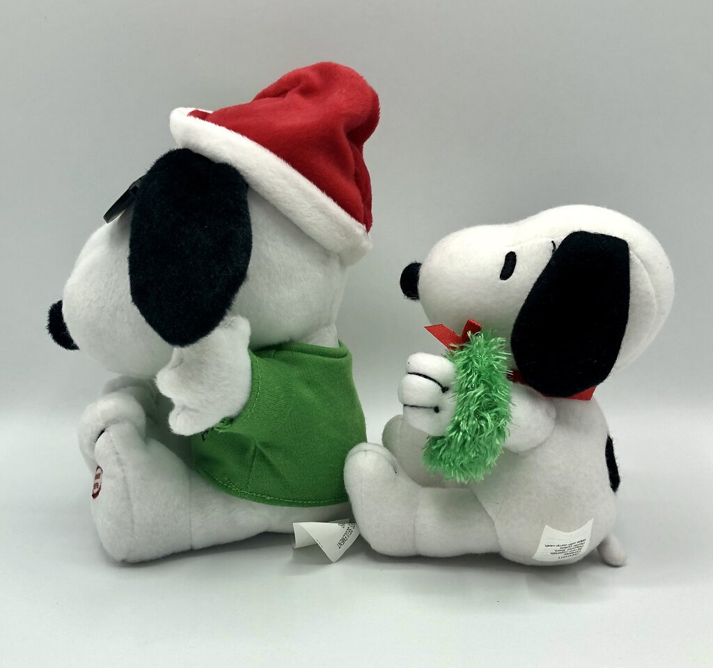 Pair of Hallmark Snoopy Joe Cool Holiday Plush Toys /b
