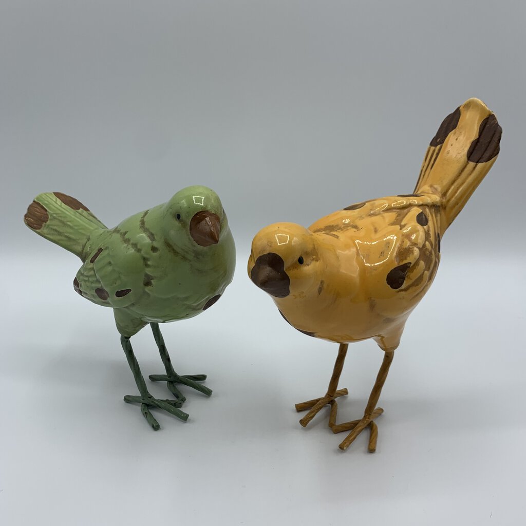 Set of 2 Rustic Ceramic Bird Figurines /hg