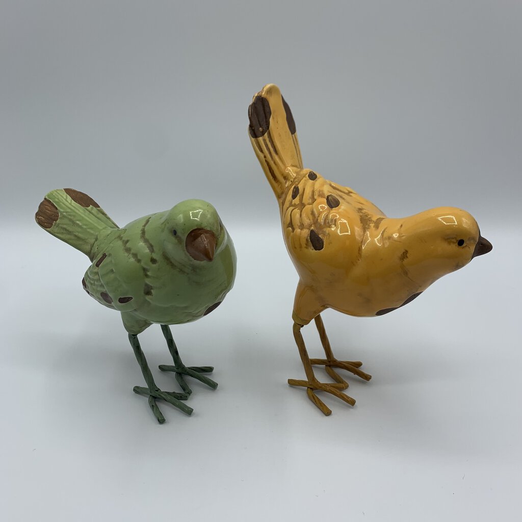 Set of 2 Rustic Ceramic Bird Figurines /hg
