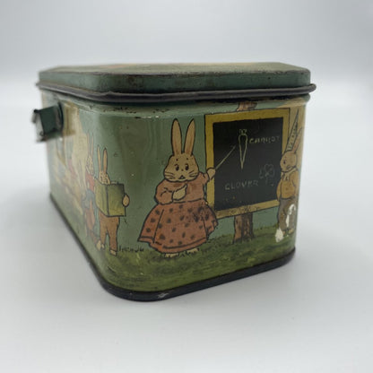 Vintage 1925 Peter Rabbit Tin w/ Lid and Handle /bh