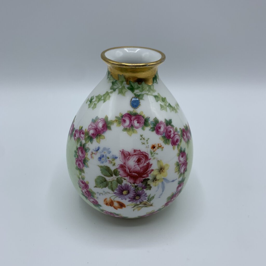 Antique Royal Bayreuth Petite Hand-painted Floral Vase /hg