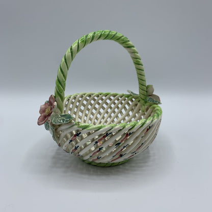 Vintage Porcelain Flower Basket, Made in Spain /hg